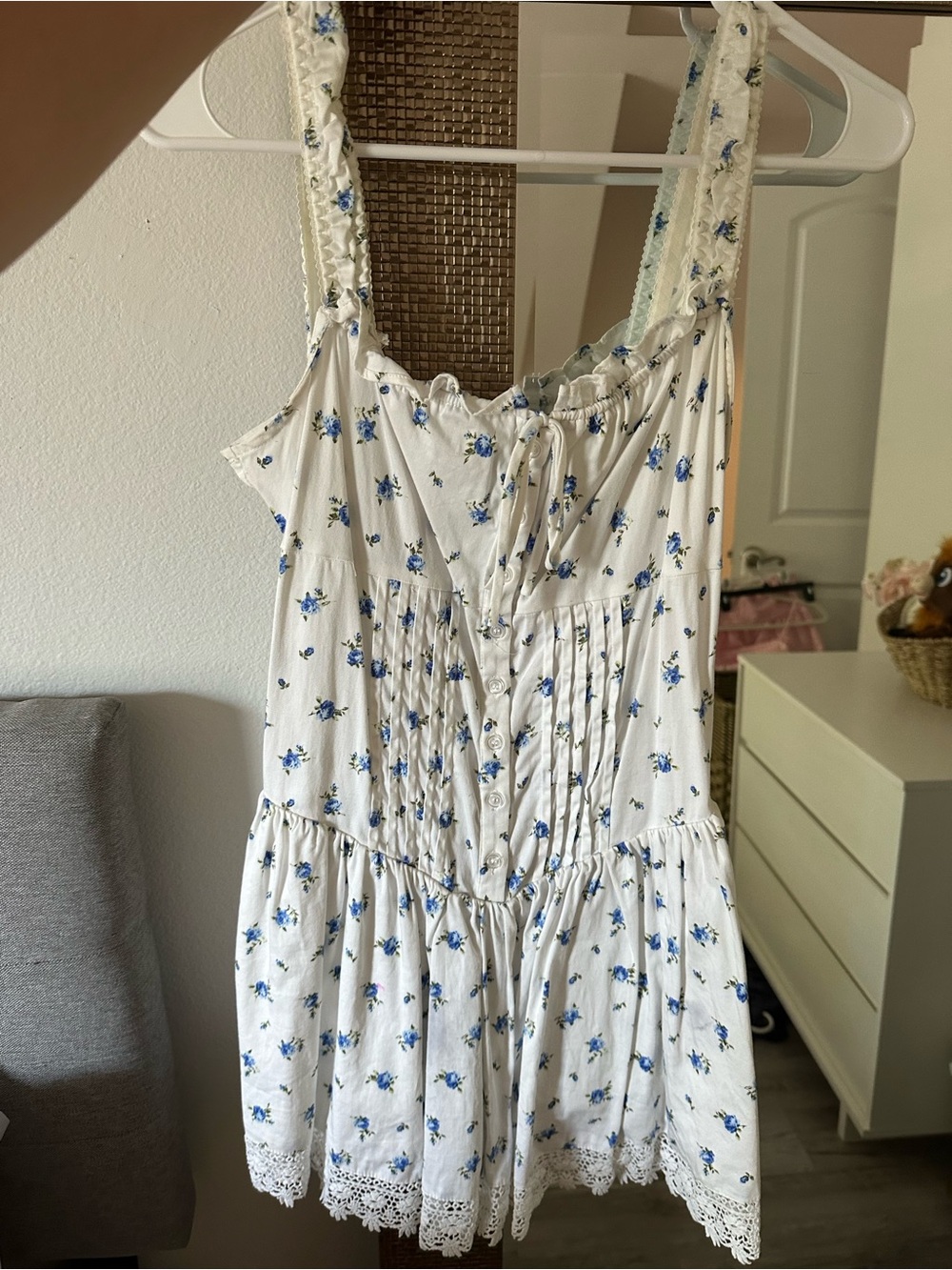 Forever 21 White mini dress with Blue Floral Print